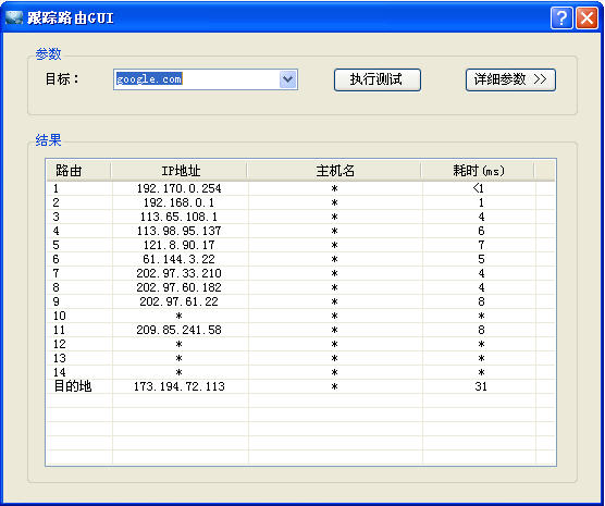 TraceRoute GUI