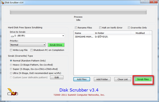 秘密文件销毁工具Hard Disk Scrubber