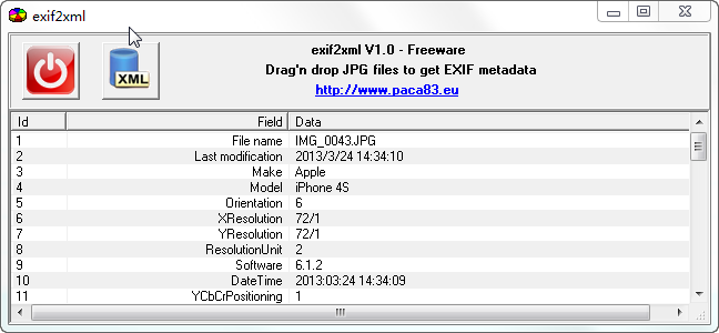 exif转XML软件(exif2xml) 1.0 免费版