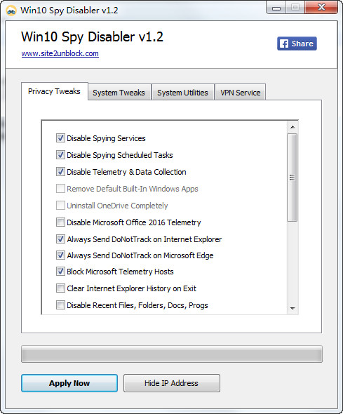 Win10 Spy Disabler 1.2 免费版
