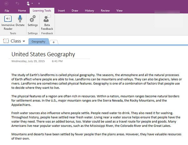 Learning Tools for OneNote