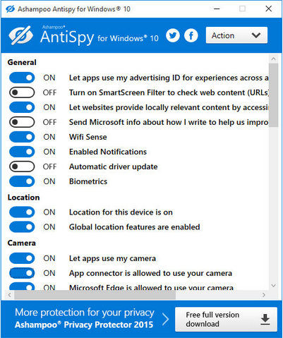 Ashampoo AntiSpy for Windows 10 1.0.1.1 免费版 预设置功能禁用工具