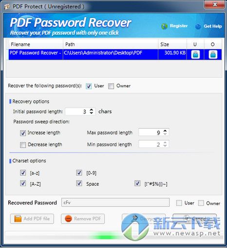 PDF密码恢复工具 2.0.1