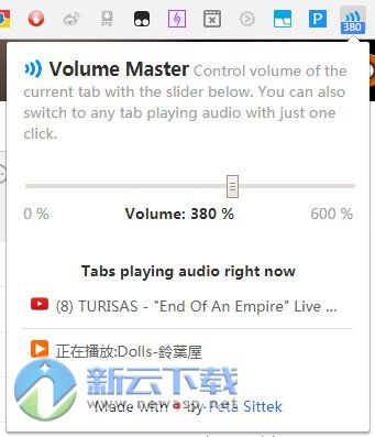 Volume Master Chrome插件（单独控制每个标签音量）