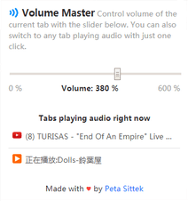 Volume Master Chrome插件（单独控制每个标签音量）