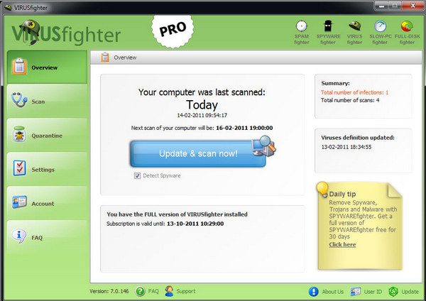 VIRUSfighter反病毒软件 7.5.162 免费版