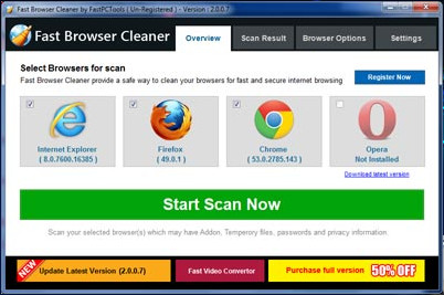Fast Browser Cleaner 2.0 免费版