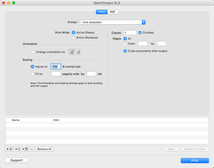 BatchOutput XLS for Mac