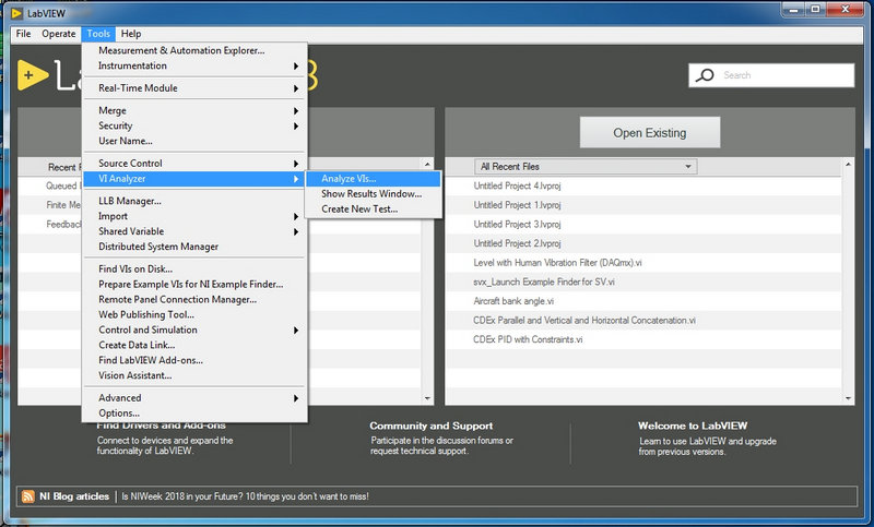 LabVIEW 2018 VI Analyzer Toolkit