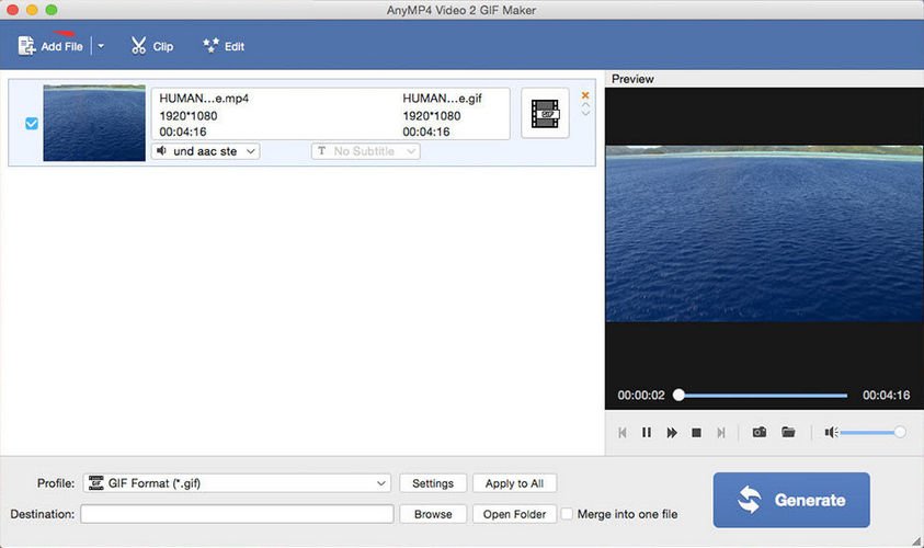 AnyMP4 Video 2 GIF Maker for Mac