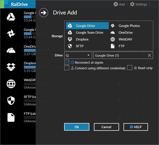 RaiDrive（网盘映射为本地磁盘）