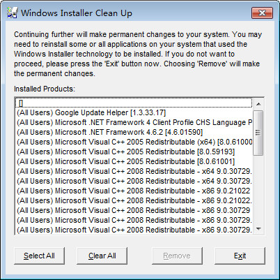 Windows installer Cleanup Utility 7.2
