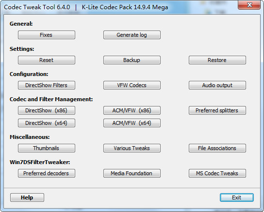 K-Lite Codec Tweak Tool 6.4.6 免费版