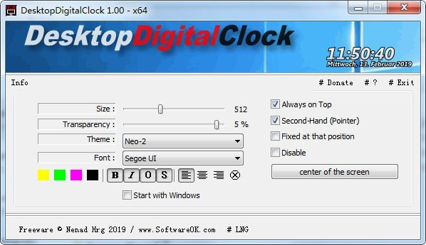 DesktopDigitalClock 2.01 绿色版