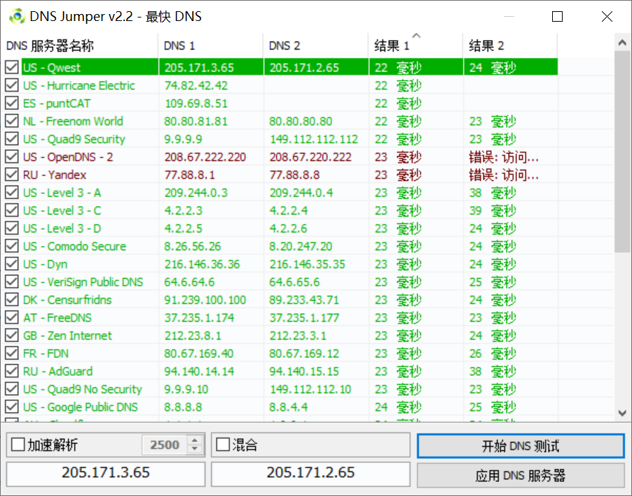 DNS切换助手(Dns Jumper) 2.2 绿色版